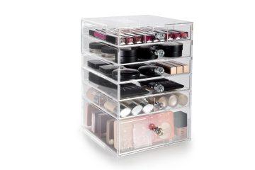 Acrylic Makeup Organiser Medium - 6 Drawers Black Handle