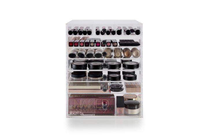 Acrylic Makeup Organiser Large - 7 Drawers Black Handle